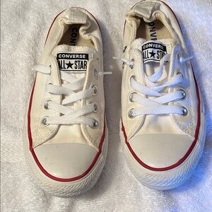 Converse women Cream Canvas Sneakers with Red Trim